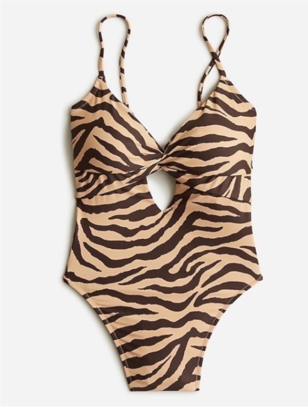 J. Crew Tan and Dark Brown Zebra-Print One-Piece Swimsuit Women’s Plus Size 22